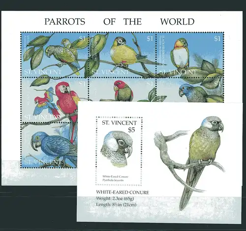 St. Vincent Klb. 3053-3061, Block 331 postfrisch Vögel #JD323