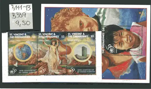 St. Vincent Gr 3111-3113, Block 339 postfrisch UNO #GB489