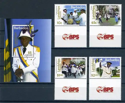 Barbados 1282-1285 + Block 55 postfrisch #GU586