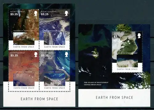 Montserrat 1774-1777 + Block 171 postfrisch Kleinbogen Satellitenbilder #GU598