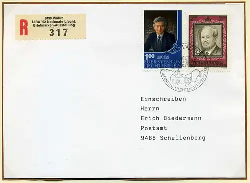 Liechtenstein Liechtenstein MiNr 797+944 MiFr R-Brief portog. #GX109