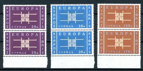 Zypern senkr. Paare Unterrand 225-227 postfrisch CEPT #GU543