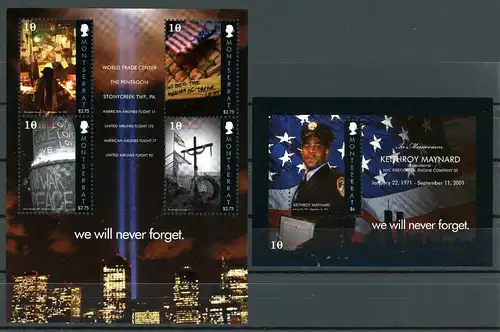 Montserrat 1563-1566 + Block 137 postfrisch Kleinbogen Nine Eleven #GU593