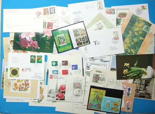 Lot Motiv Blumen 50 Belege/ Briefmarken #GU549