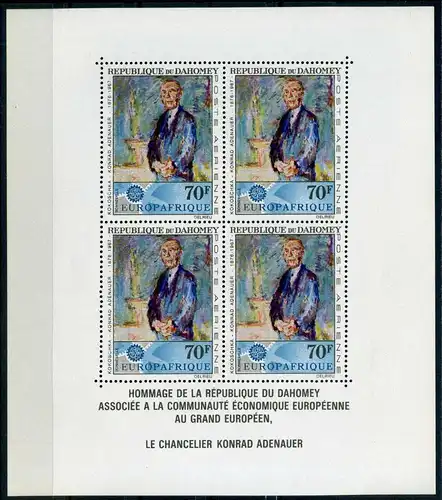 Dahomey Block 8 postfrisch Adenauer #GU509