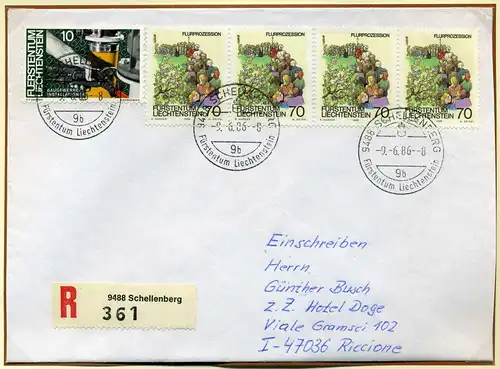 Liechtenstein 850 + 901 R-Brief, portogerecht Mischfrankatur #GU637