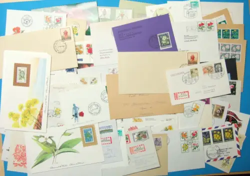 Lot Motiv Blumen 50 Belege/ Briefmarken Blumen #GU550