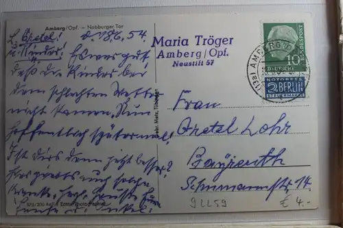 AK Amberg / Opf. Nabburger Tor 1954 #PF841