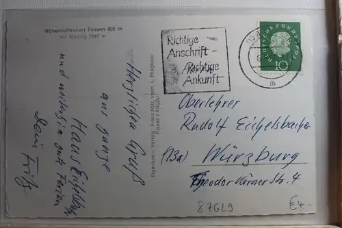AK Füssen i. Allgäu Ortsansicht 1961 #PF803