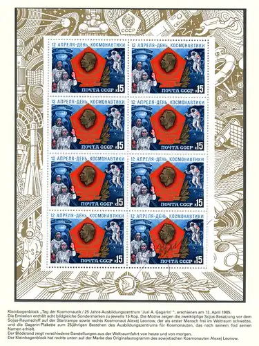 Sowjetunion Kleinbogen 5496 mit Autogramm Kosmonaut Leonow #BW7161