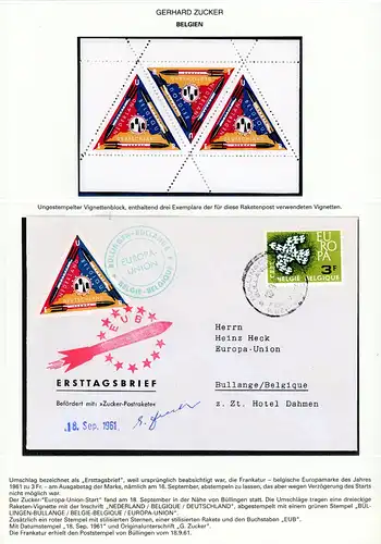 Raketenpost "Zucker-Postrakete" mit Vignetten-Block Autogramm G. Zucker #BW7226