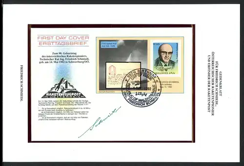 Gedenkblatt mit Autogrammbeleg von Friedrich Schmiedel #BW7201