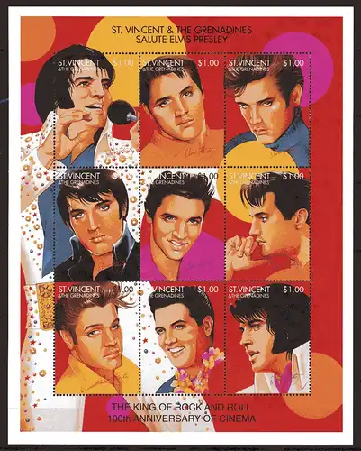St. Vincent Grenadinen ZD 3220-3228 postfrisch Elvis Presley #IX554