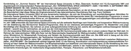 Sonderbeleg Summer Session '96 Autogramm Franz Viehböck #BW7175