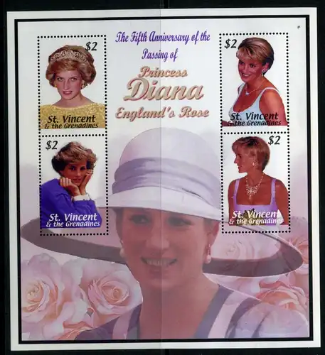 St. Vincent KB 5831-5834 postfrisch Prinzessin Diana #GX121