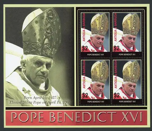 Antigua und Barbuda KB 4295 postfrisch Papst Benedikt XVI. #GX173