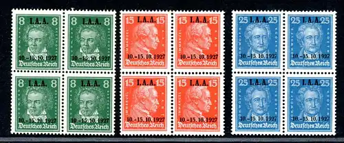 Deutsches Reich 4er Blöcke gefaltet, angetrennt 407-409 postfrisch #GJ021