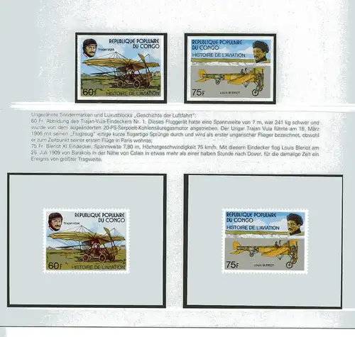Kongo Brazza. 593-597 + Luxusblocks postfrisch Flugzeug #GI603