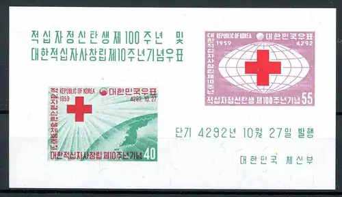 Korea Süd Block 137 postfrisch Rotes Kreuz #HE011