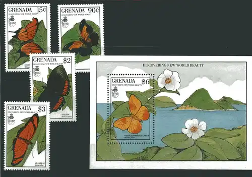 Grenada 2088-2094, Block 241 postfrisch Schmetterling #GL633