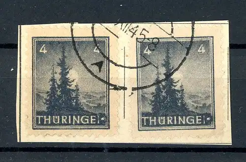 SBZ Thüringen 2 x 93 III gestempelt auf Briefstück #GJ041