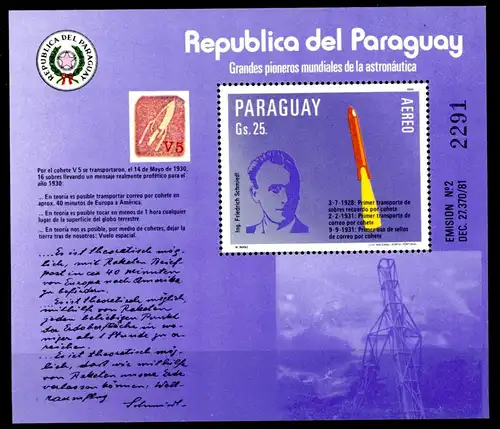 Paraguay Block 401 postfrisch Weltraum #GF692