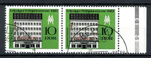 DDR 2779 II gestempelt Plattenfehler im waag. Paar #HE086