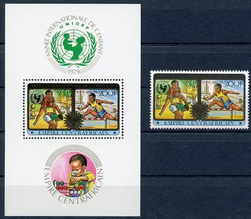 Zentralafrika 611 + Blockausgabe postfrisch Unicef #GJ305