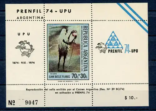 Argentinien Blockausgabe 1173 postfrisch UPU #GJ310