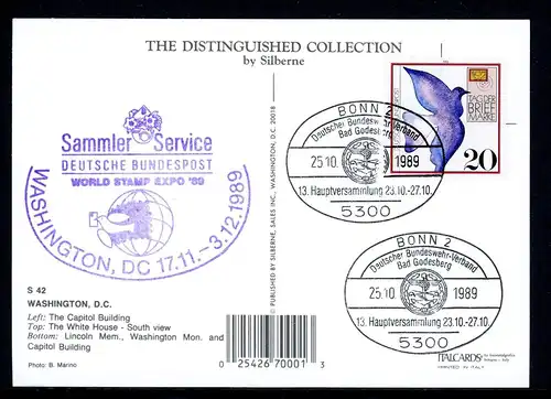 Bund Vorläufer Messebrief World Stamp Expo 89 17.11.1989 mit Cachet #GJ348