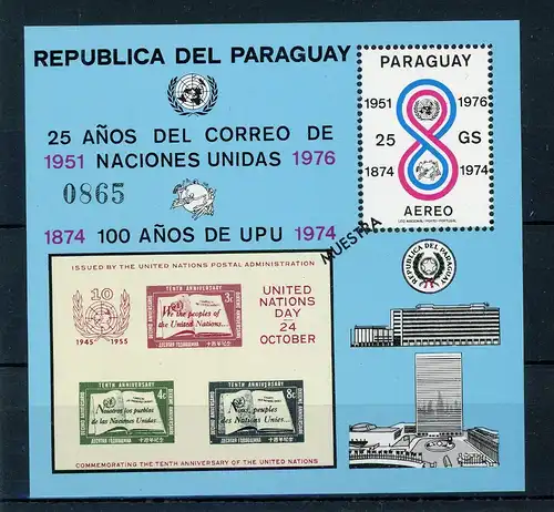 Paraguay Block 283 postfrisch UPU #GJ319