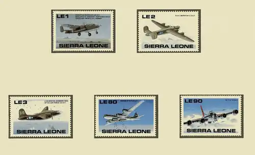 Sierra Leone 1394-1397, 1401-1402 postfrisch Flugzeug #GI608