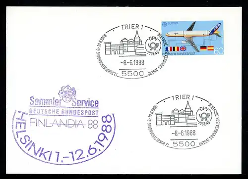 Bund Vorläufer Messebrief Helsinki 1.6.1988 mit Cachet #GJ347