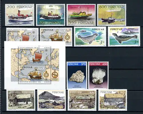 Färöer Jahrgang 1992 kpl. postfrisch #IT751