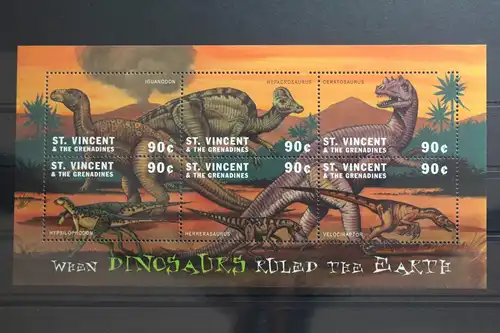 St. Vincent 5355-5360 postfrisch als Kleinbogen Dinosaurier #TG264
