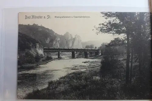 AK Bad Münster a. Stein Rheingrafenstein u. Eisenbahnbrücke #PG138