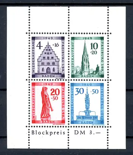 Fr. Zone Baden Block 1 A IV postfrisch #GJ059