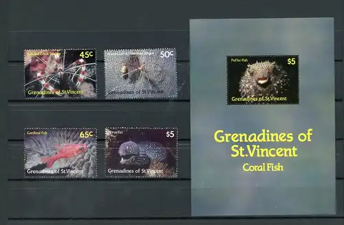 Grenadinen St. Vincent 565-568, Block 30 postfrisch Tiere #HD006