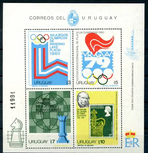 Uruguay Bl 42 postfrisch Schach #GI699