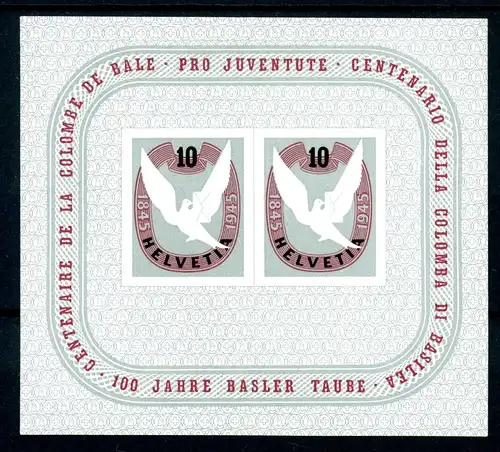 Schweiz Block 12 postfrisch Baseler Taube #HE194