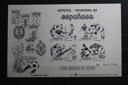 Spanien Block 25 als Schwarzdruck Fußball WM 1982 #TI391
