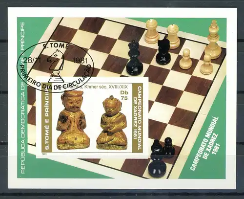 Sao Tome e Principe Bl 60 gestempelt Schach #GI705