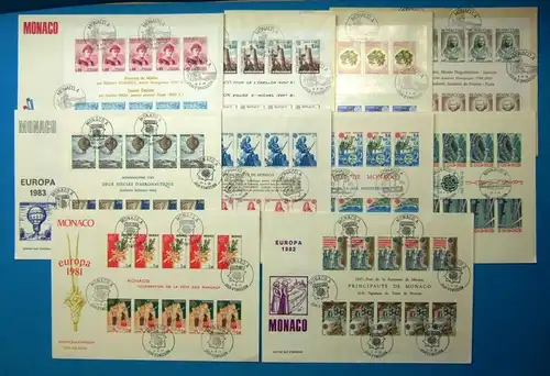 Monaco Lot CEPT Blöcke aus 1974-1987 auf Ersttagesbrief/FDC #LO408