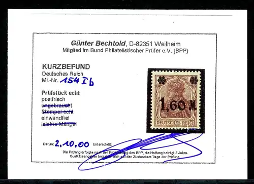 Deutsches Reich 154 I b postfrisch Kurzbefund #HE318