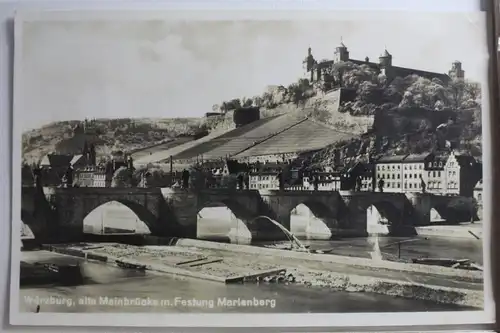 AK Würzburg Alte Mainbrücke mit Festung Marienberg #PG385