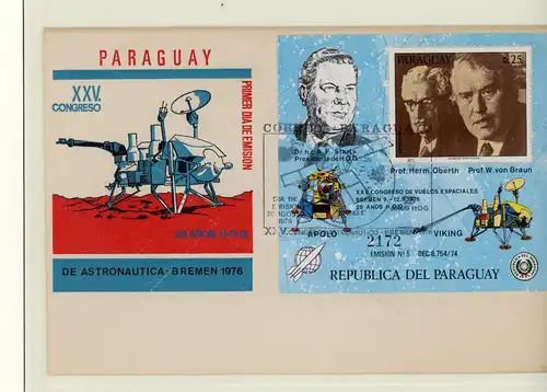 Paraguay Block 285 Raumfahrt Ersttagesbrief/FDC #IY315