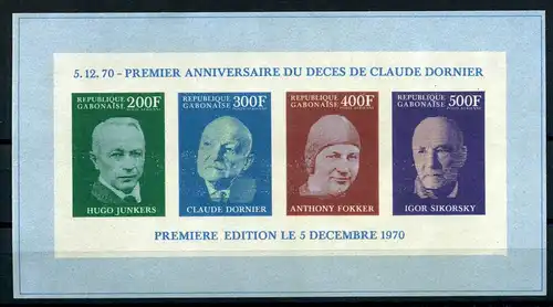 Gabun Block 16 B postfrisch Flugpioniere #HB069