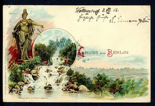 AK Berlin Wasserfall im Victoriapark 03.08.1903 #HK038