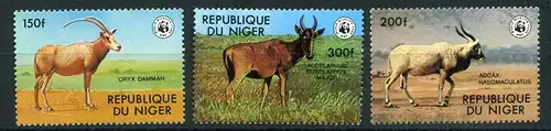 Niger 636-38 postfrisch Antilopen #HE248