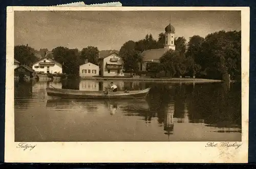 AK Tutzing LK Starnberg Blick auf Kirche St. Peter und Paul 1923 #HK072